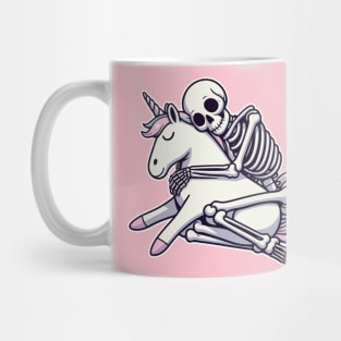 skeleton cuddling unicorn Mug